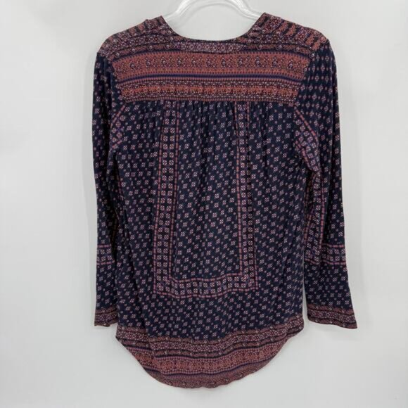LUCKY BRAND Shirt Women's Size S  Boho Floral Print Relaxed Blouse Casual Top - Picture 4 of 8